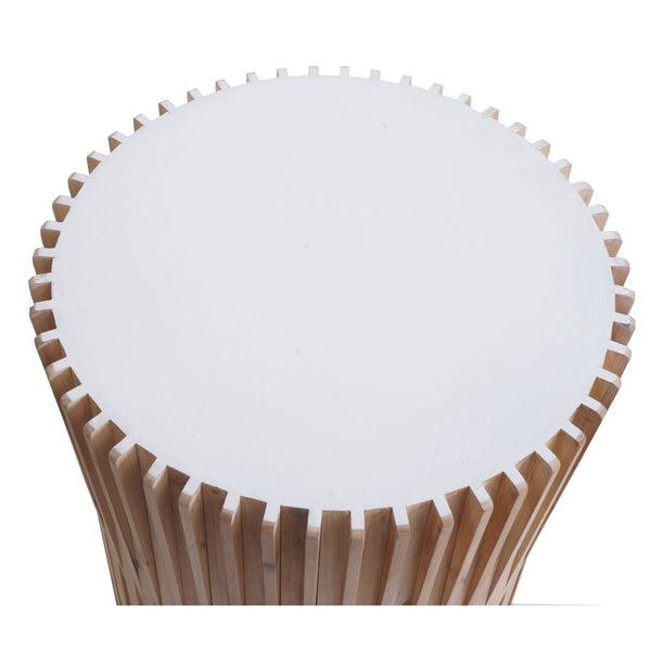Beistelltisch Couchtisch Loungetisch Tanne Holz Ø51cm natur-weiss