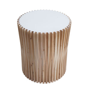 Beistelltisch Couchtisch Loungetisch Tanne Holz Ø51cm natur-weiss