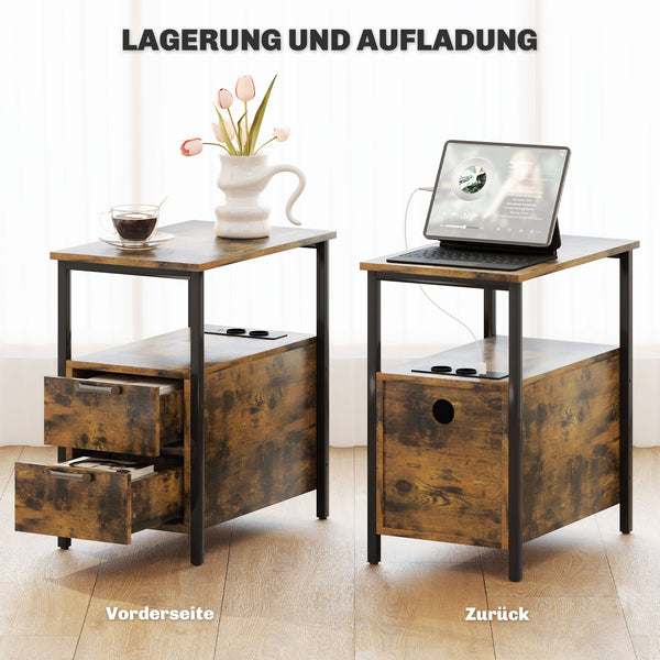 Beistelltisch mit USB Steckdosen und Schubladen für Wohnzimmer