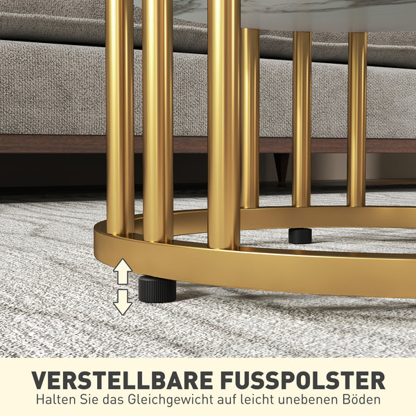 Beistelltische 2er Set Marmoroptik mit Stauraum und Metallgestell