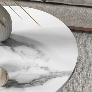 Beistelltische 2er Set Marmoroptik mit Stauraum und Metallgestell