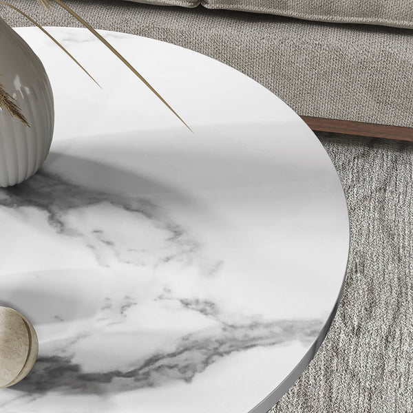 Beistelltische 2er Set Marmoroptik mit Stauraum und Metallgestell