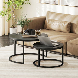 Beistelltische Set stapelbar für Wohnzimmer Metall schwarz