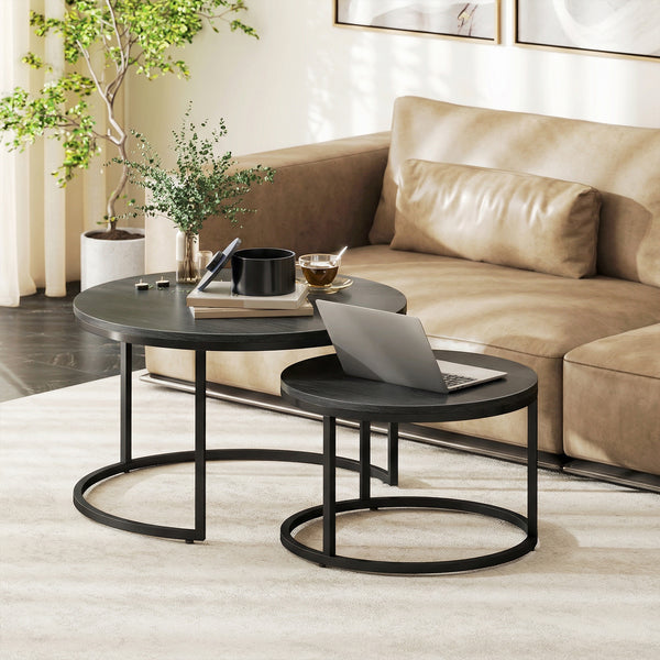 Beistelltische Set stapelbar für Wohnzimmer Metall schwarz