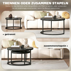 Beistelltische Set stapelbar für Wohnzimmer Metall schwarz