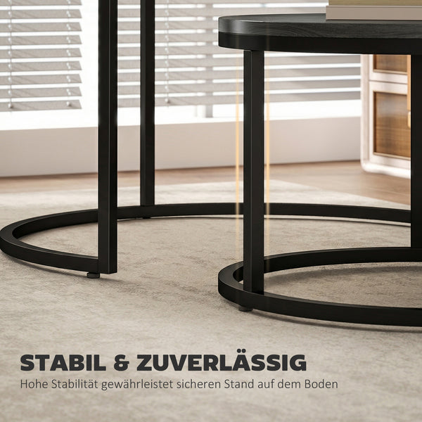 Beistelltische Set stapelbar für Wohnzimmer Metall schwarz
