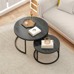 Beistelltische Set stapelbar für Wohnzimmer Metall schwarz