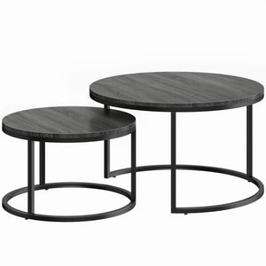 Beistelltische Set stapelbar für Wohnzimmer Metall schwarz