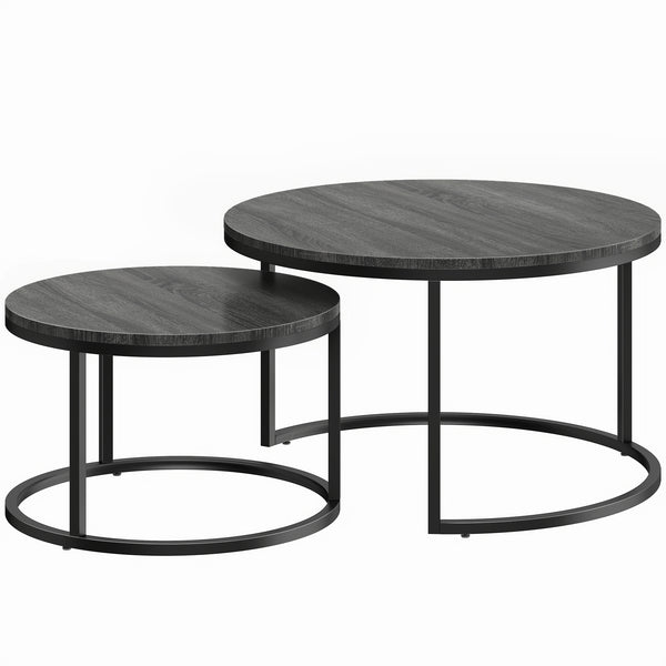 Beistelltische Set stapelbar für Wohnzimmer Metall schwarz