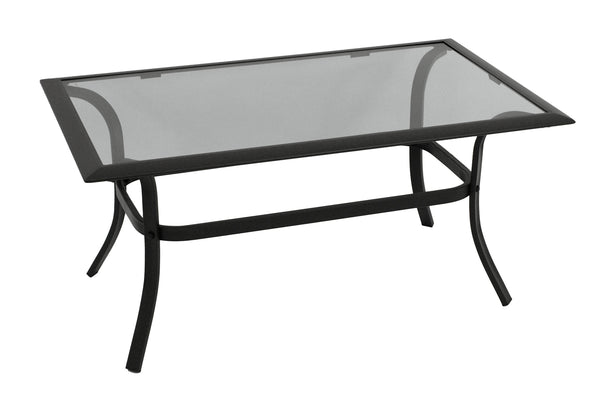 Beistelltisch ZAGREB 102x61cm, Stahl schwarz + Glas grau getönt