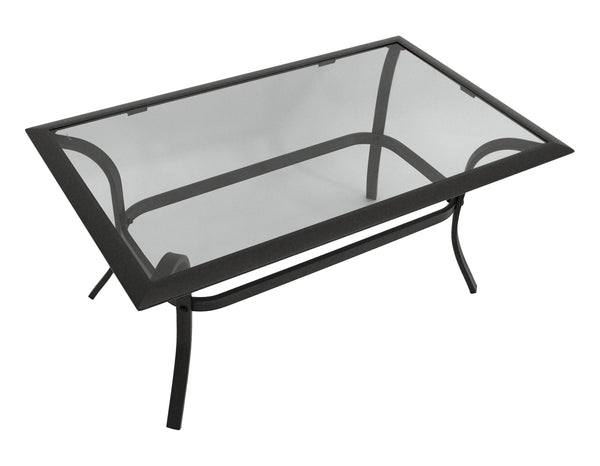 Beistelltisch ZAGREB 102x61cm, Stahl schwarz + Glas grau getönt