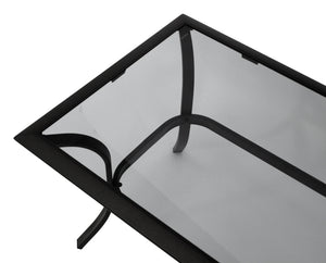 Beistelltisch ZAGREB 102x61cm, Stahl schwarz + Glas grau getönt