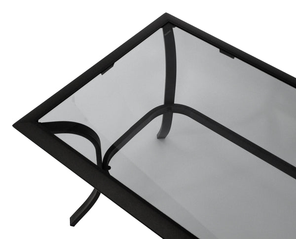 Beistelltisch ZAGREB 102x61cm, Stahl schwarz + Glas grau getönt