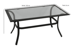 Beistelltisch ZAGREB 102x61cm, Stahl schwarz + Glas grau getönt
