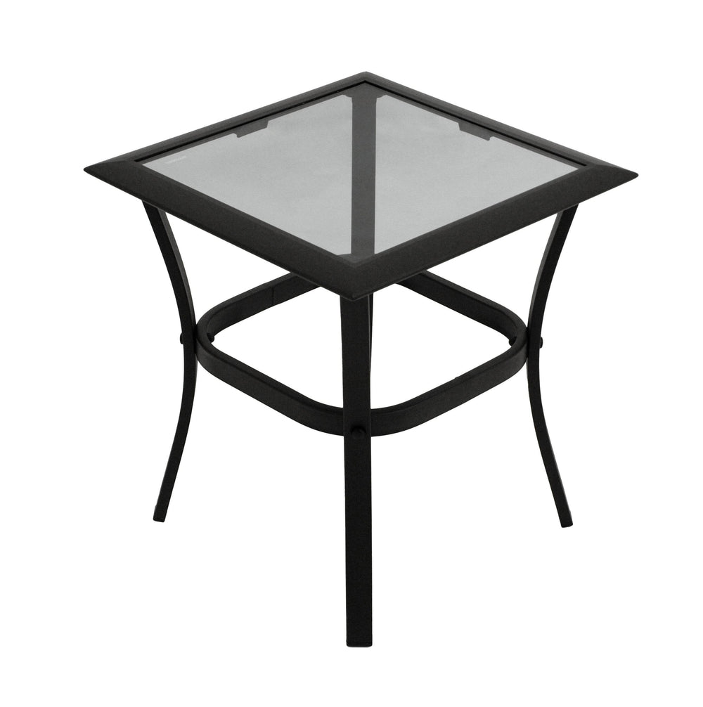 Beistelltisch Zagreb 46x46cm Stahl schwarz Glas grau getönt