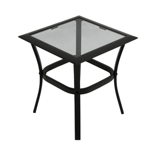 Beistelltisch Zagreb 46x46cm Stahl schwarz Glas grau getönt