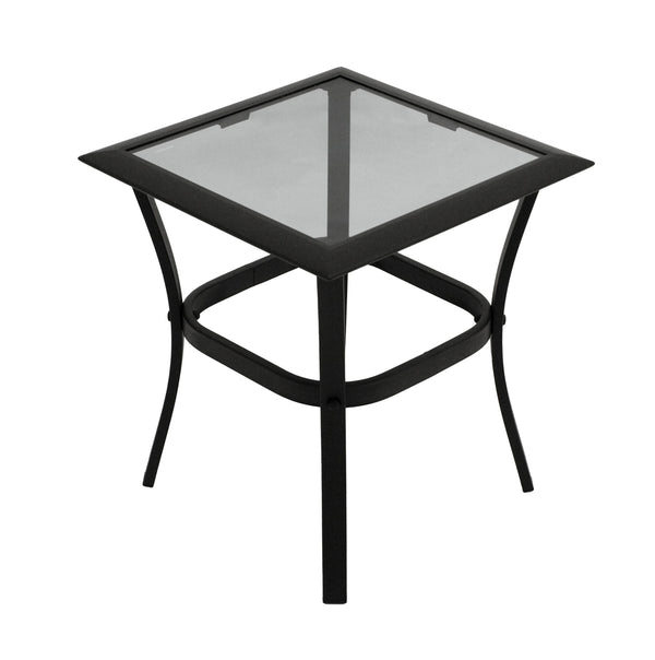 Beistelltisch Zagreb 46x46cm Stahl schwarz Glas grau getönt