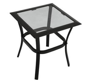 Beistelltisch Zagreb 46x46cm Stahl schwarz Glas grau getönt