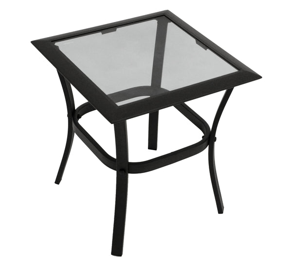 Beistelltisch Zagreb 46x46cm Stahl schwarz Glas grau getönt