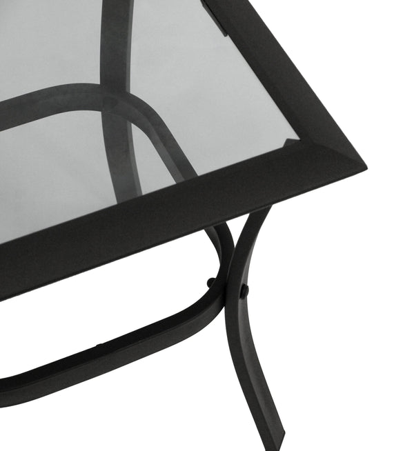 Beistelltisch Zagreb 46x46cm Stahl schwarz Glas grau getönt
