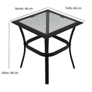 Beistelltisch Zagreb 46x46cm Stahl schwarz Glas grau getönt