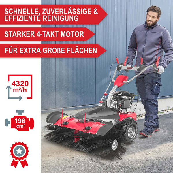 Benzin Kehrmaschine AllSeason Pro - inkl Schneepflug und Schneeketten