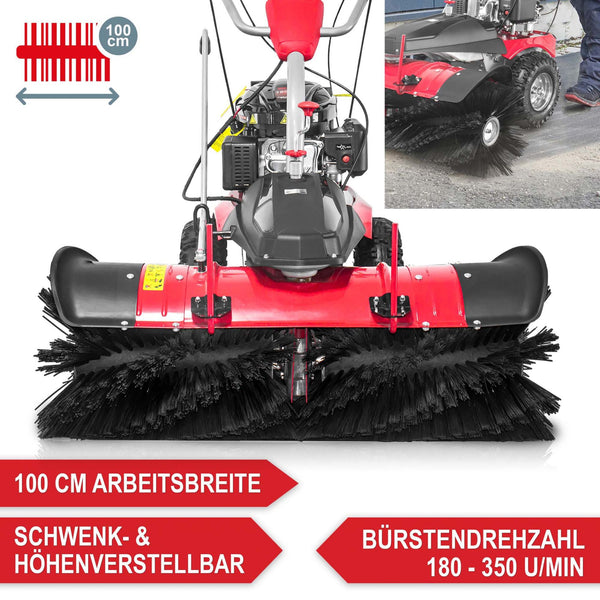 Benzin Kehrmaschine AllSeason Pro - inkl Schneepflug und Schneeketten