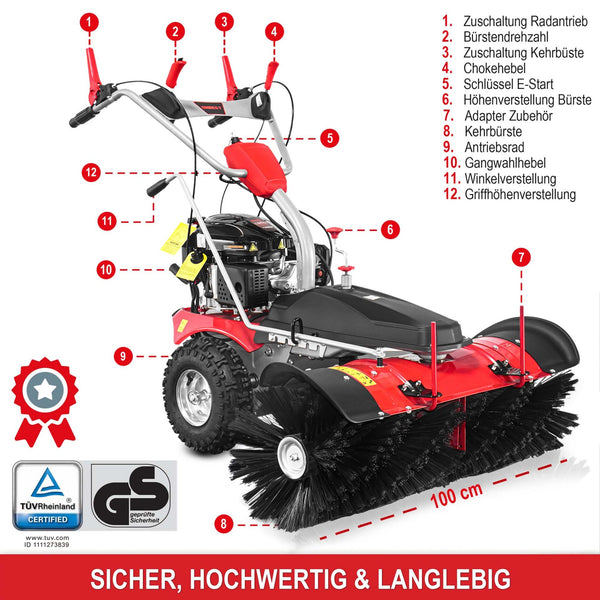 Benzin Kehrmaschine AllSeason Pro - inkl Schneepflug und Schneeketten