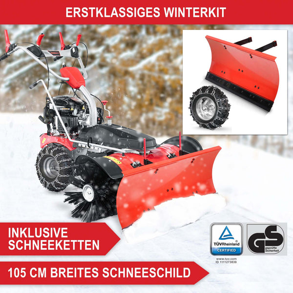 Benzin Kehrmaschine AllSeason Pro - inkl Schneepflug und Schneeketten