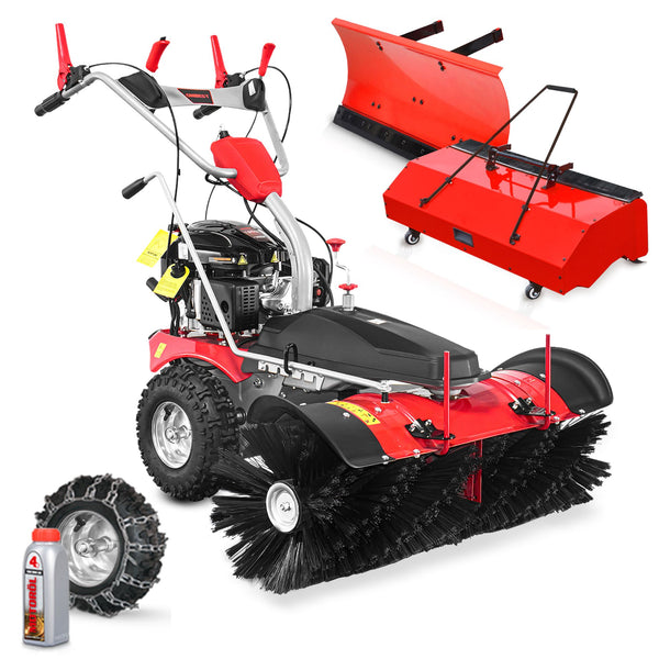 Benzin Kehrmaschine AllSeason Pro - inkl Schneepflug und Schneeketten