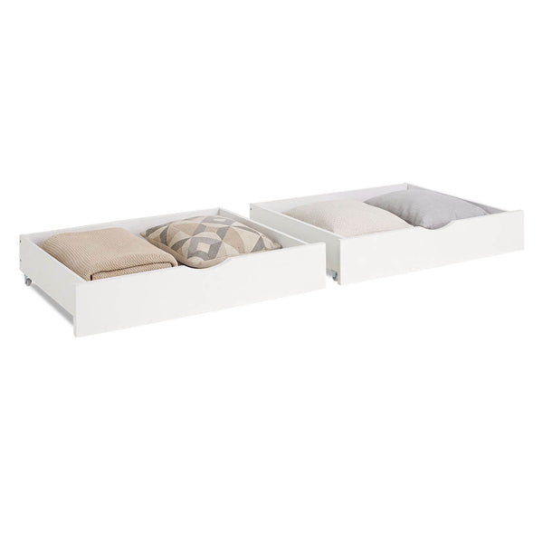 Bettkasten Schubladen mit Rollen 173x63x16cm Weiss