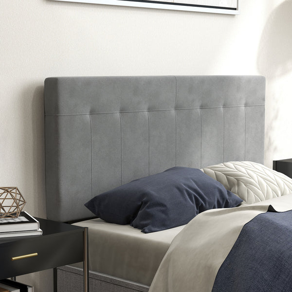 Bettkopfteil höhenverstellbar für Schlafzimmer 140cm Samtoptik grau
