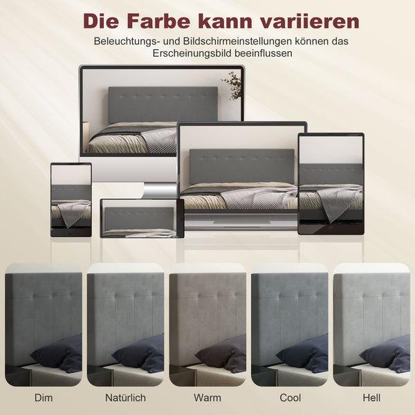 Bettkopfteil höhenverstellbar für Schlafzimmer 140cm Samtoptik grau