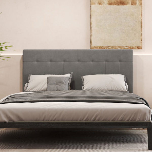 Bettkopfteil höhenverstellbar für Schlafzimmer 140cm Samtoptik grau