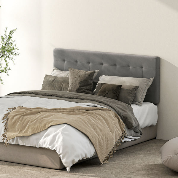 Bettkopfteil höhenverstellbar für Schlafzimmer 140cm Samtoptik grau