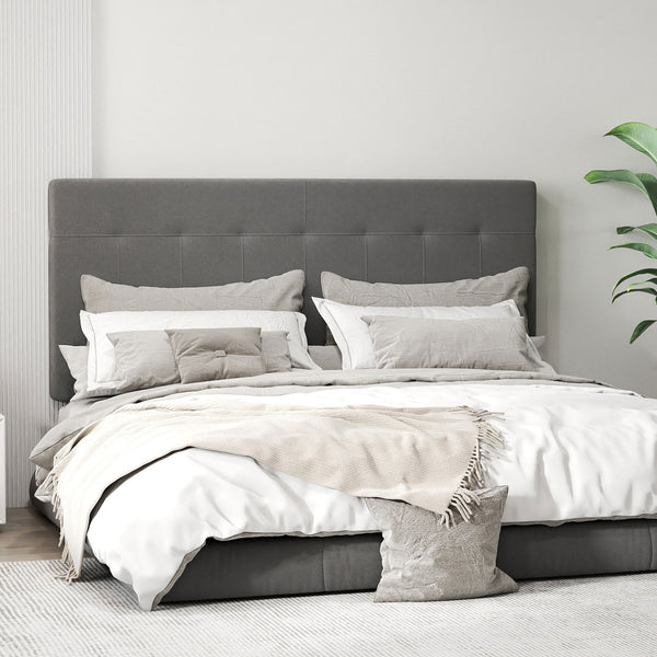 Bettkopfteil höhenverstellbar für Schlafzimmer 140cm Samtoptik grau