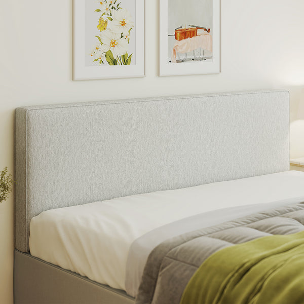Kopfteil Bett wandmontiert gepolstert Stoff cremeweiss