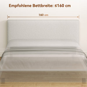 Kopfteil Bett wandmontiert gepolstert Stoff cremeweiss