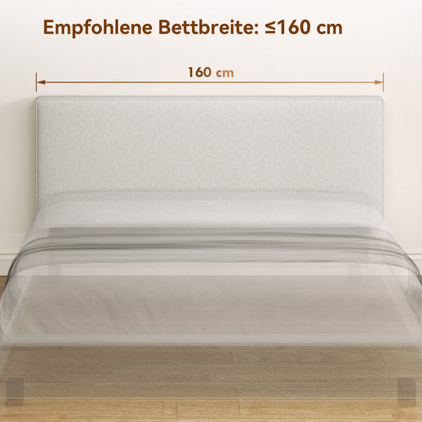 Kopfteil Bett wandmontiert gepolstert Stoff cremeweiss