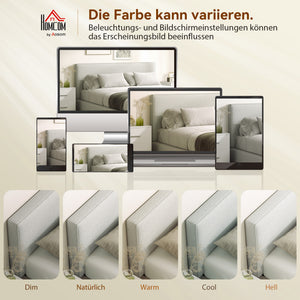 Kopfteil Bett wandmontiert gepolstert Stoff cremeweiss