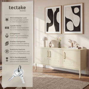 Sideboard Baker Metall abschliessbar beige 120 x 37,5 x 55,5 cm