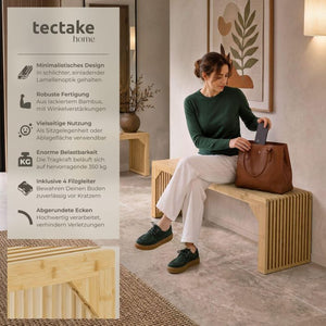 Sitzbank Ribb Lamellenoptik Bambus 104 x 35 x 43 cm