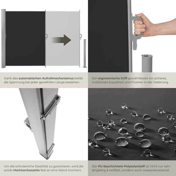 Aluminium Seitenmarkise schwarz 160 x 300 cm