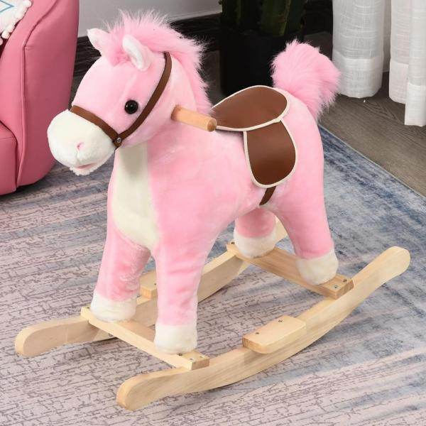Kinder Schaukelpferd Baby Schaukeltier Pferd Spielzeug für 36-72 Monate Rosa