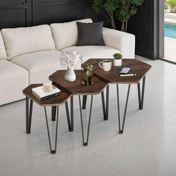 Beistelltisch-Set Torquay Industrial Holz dunkel, rustikal
