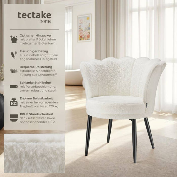 Sessel Stella Kunstfell creme/schwarz