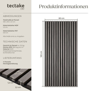Sonic Wall Holzoptik in Eiche hellgrau 4er Set Eiche hellgrau 4er Set