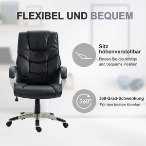 Bürosessel Chefsessel Drehstuhl Sportsitz Wippfunktion schwarz