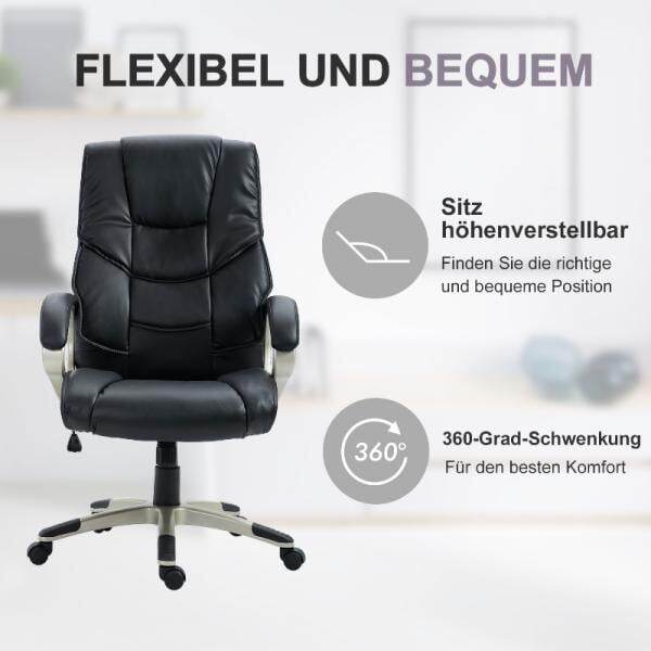 Bürosessel Chefsessel Drehstuhl Sportsitz Wippfunktion schwarz