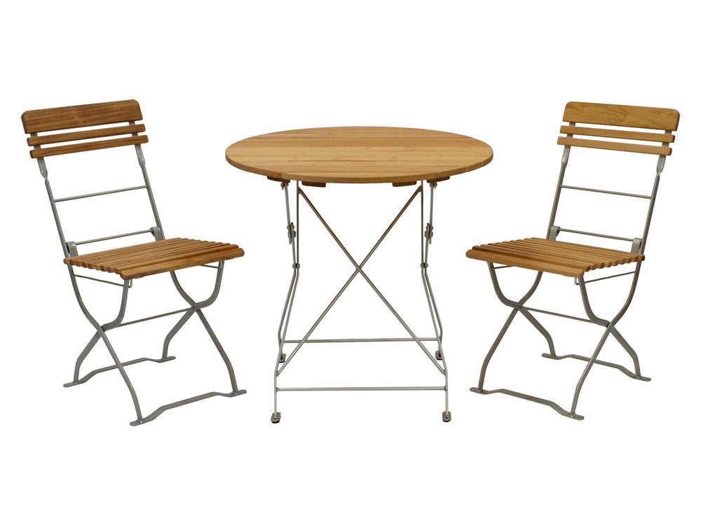 Biergarten - Garnitur Sitzgruppe MÜNCHEN 3-teilig, Flachstahl verzinkt + Robinie